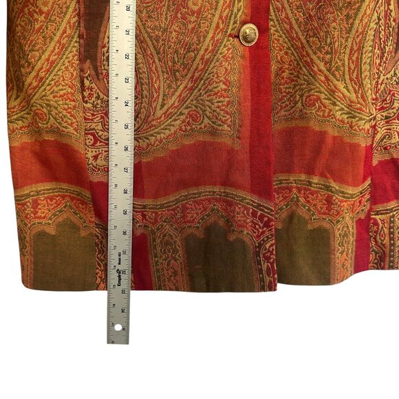 Vtg TravelSmith Orange Paisley Tapestry Button Front Jacket Blazer Womens Sz 12 - Picture 14 of 14